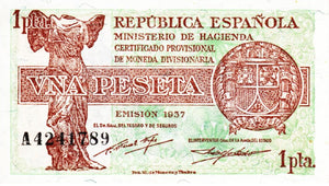 Spain / P-094a / 1 Peseta / 1937
