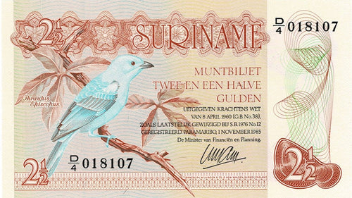 Suriname P-119a 2 1/2 Gulden 01.11.1985
