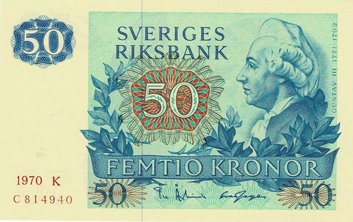 Sweden P-53a 50 Kronor 1970