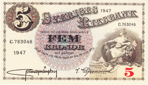 Sweden / P-33ad / 5 Kronor / 1947