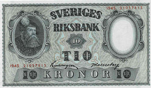 Sweden P-40f 10 Kronor 1945