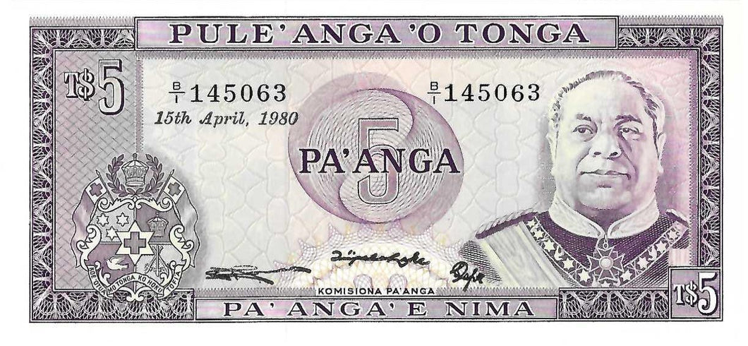 Tonga P-21b 5 Pa'anga 15.04.1980