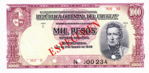 Uruguay P-41s 1000 Pesos L 1939