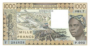 West African States P-807Tb 1000 Francs 1981