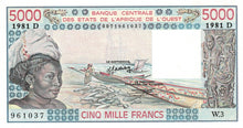 West African States P-407Dc 5'000 Francs 1981