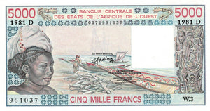 West African States P-407Dc 5'000 Francs 1981