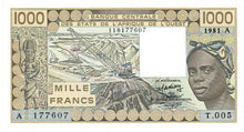 West African States P-107Ab 1000 Francs 1981