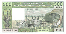 West African States Ivory Coast  P-106Aj 500 Francs 1986