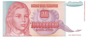 Yugoslavia P-126 1'000'000'000 Dinara 1993