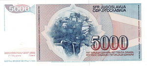 Yugoslavia / P-093a / 5'000 Dinara / 01.05.1985