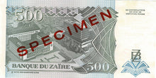 Zaire / P-63s / 500 Nouveaux Zaires / 15.02.1994 / SPECIMEN
