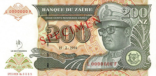 Zaire P-62s 200 Nouveaux Zaires 15.02.1994