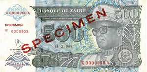 Zaire P-63s 500 Nouveaux Zaires 15.02.1994