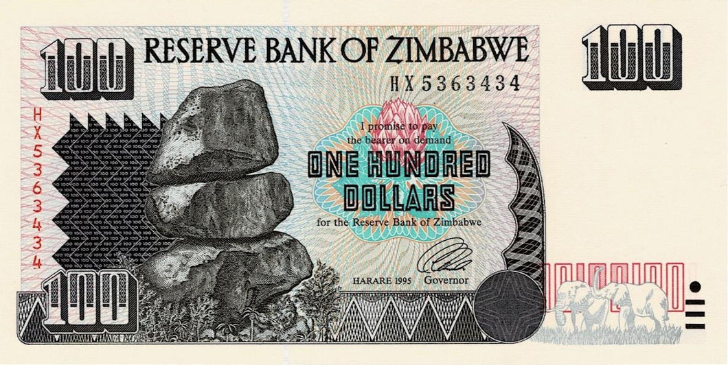 Zimbabwe P-9a 100 Dollars 1995