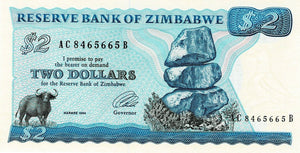 Zimbabwe P-1c 2 Dollars 1994