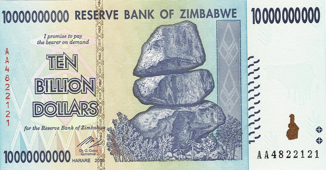 Zimbabwe P-85 10 Billion Dollars 2008