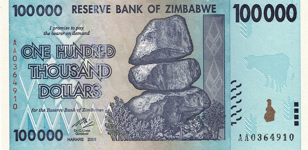 Zimbabwe P-75 100'000 Dollars 2008