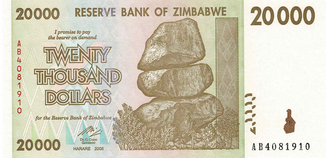 Zimbabwe P-73 20'000 Dollars 2008
