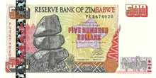 Zimbabwe P-10 500 Dollars 2001